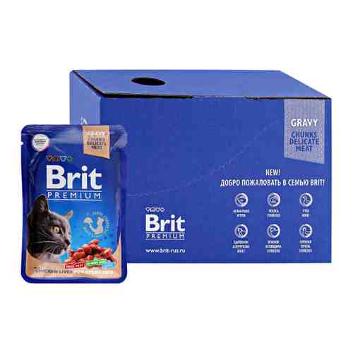 Корм влажный Brit Premium куриная печень в соусе для взрослых стерилизованных кошек 14 штук по 85 г арт. 3519688