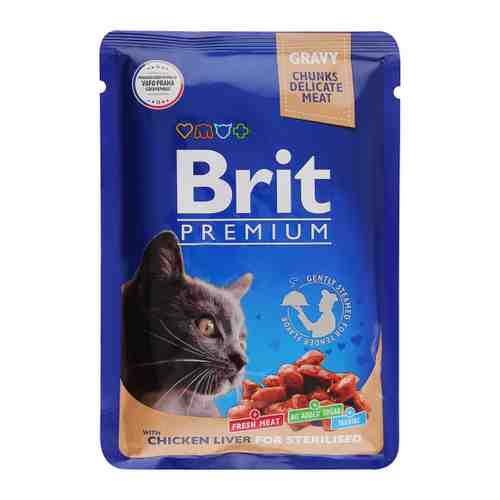 Корм влажный Brit Premium куриная печень в соусе для взрослых стерилизованных кошек 85 г арт. 3519816