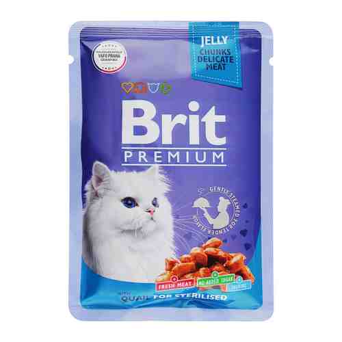 Корм влажный Brit Premium перепелка в желе для взрослых стерилизованных кошек 85 г арт. 3519823