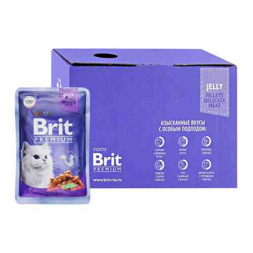 Корм влажный Brit Premium треска в желе для взрослых кошек 14 штук по 85 г арт. 3519678