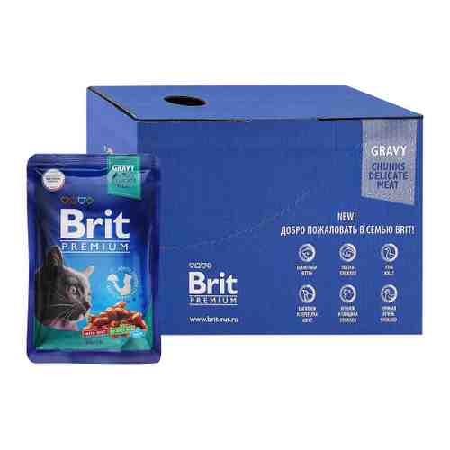 Корм влажный Brit Premium утка в соусе для взрослых кошек 14 штук по 85 г арт. 3519681