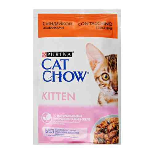 Корм влажный Cat Chow Purina в желе с индейкой и кабачками для котят 85 г арт. 3383657