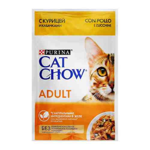 Корм влажный Cat Chow с курицей и кабачком для взрослых кошек 85 г арт. 3383660