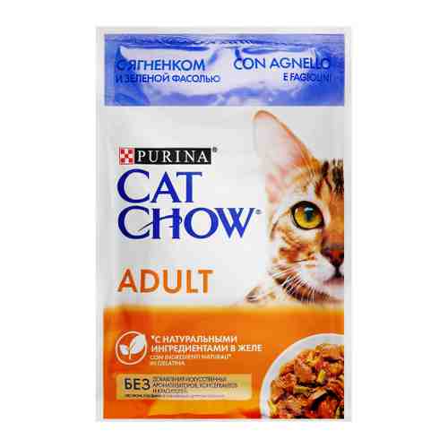 Корм влажный Cat Chow с ягненком и зеленой фасолью для взрослых кошек 85 г арт. 3383659