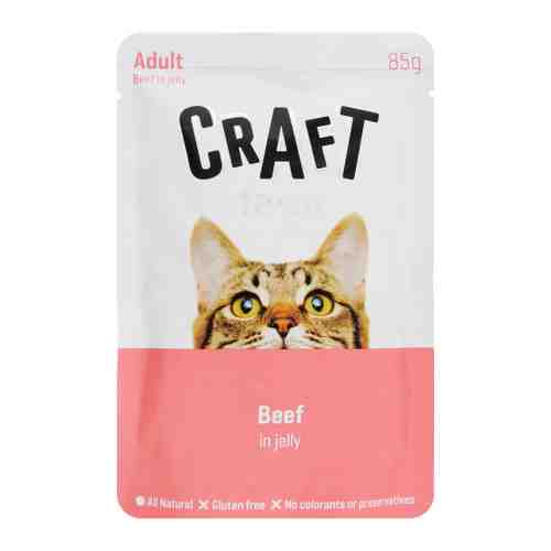 Корм влажный Craft Farm Adult в желе с говядиной для взрослых кошек 85 г арт. 3415377