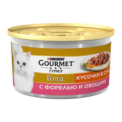 Корм влажный Gourmet Голд кусочки в соусе с форелью для взрослых кошек 85 г арт. 3383807