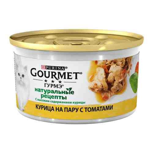 Корм влажный Gourmet Натуральные рецепты с курицей для взрослых кошек 85 г арт. 3412574