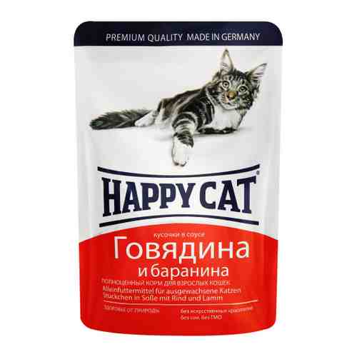 Корм влажный Happy Cat Говядина баранина в соусе для кошек 100 г арт. 3436801