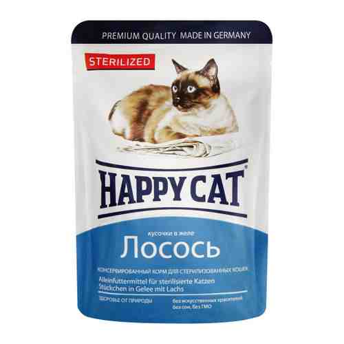 Корм влажный Happy Cat Лосось кусочки в желе для стерилизованных кошек 100 г арт. 3436806