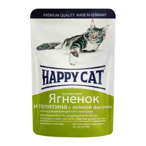 Корм влажный Happy Cat Ягненок теленок зеленая фасоль в желе для кошек 100 г арт. 3436802