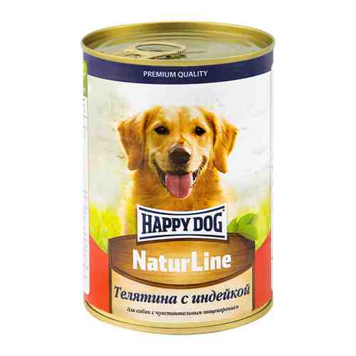 Корм влажный Happy Dog Телятина с индейкой для собак 410 г арт. 3436796