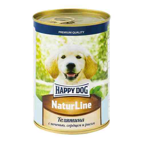 Корм влажный Happy Dog Телятина с печенью сердцем и рисом для щенков 410 г арт. 3436794