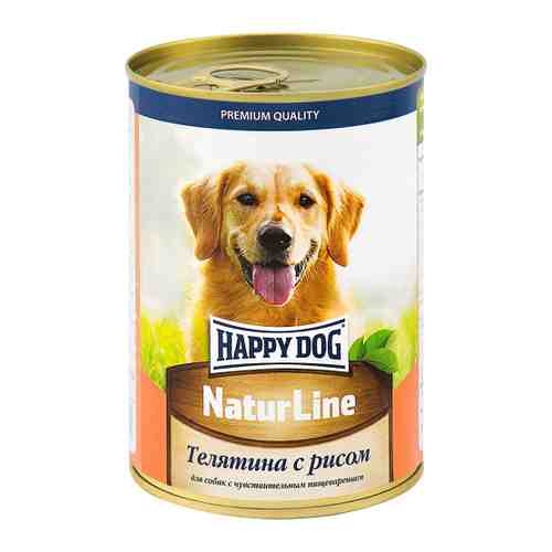 Корм влажный Happy Dog Телятина с рисом для собак 410 г арт. 3436798