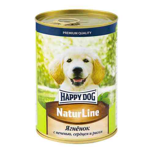 Корм влажный Happy Dog Ягненок с печенью сердцем и рисом для щенков 410 г арт. 3436795