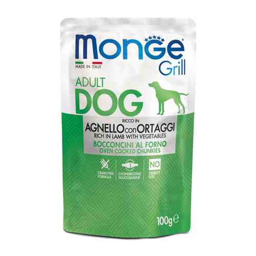 Корм влажный Monge Dog Grill Pouch с ягненком и овощами для собак 100 г арт. 3398149