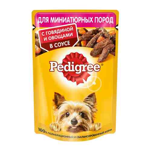 Корм влажный Pedigree в соусе с говядиной и овощами для взрослых собак миниатюрных пород 85 г арт. 3406051