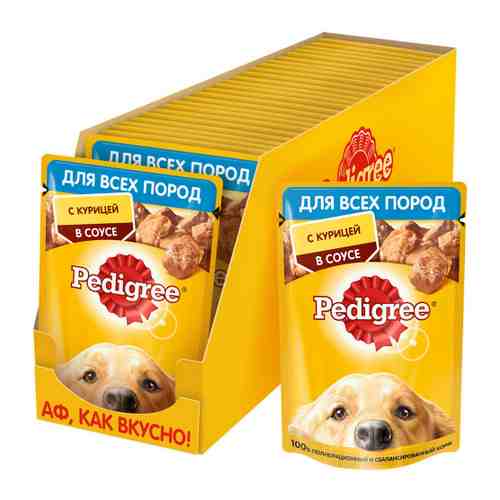 Корм влажный Pedigree в соусе с курицей для взрослых собак всех пород 28 штук по 85 г арт. 3406071