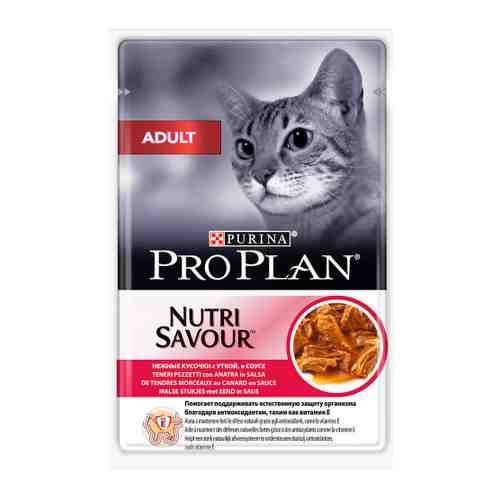 Корм влажный Pro Plan Nutri Savour в соусе с уткой для взрослых кошек 85 г арт. 3383655