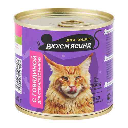 Корм влажный ВКУСМЯСИНА с говядиной для стерилизованных кошек 240 г арт. 3456809