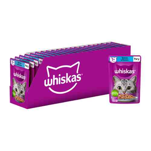 Корм влажный Whiskas полнорационный рагу с треской и лососем для взрослых кошек 28 штук по 75 г арт. 3456213