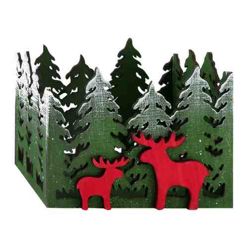 Короб декоративный Holiday Classics Красные олени зеленый 18.5х12.5х13.5 см арт. 3484556