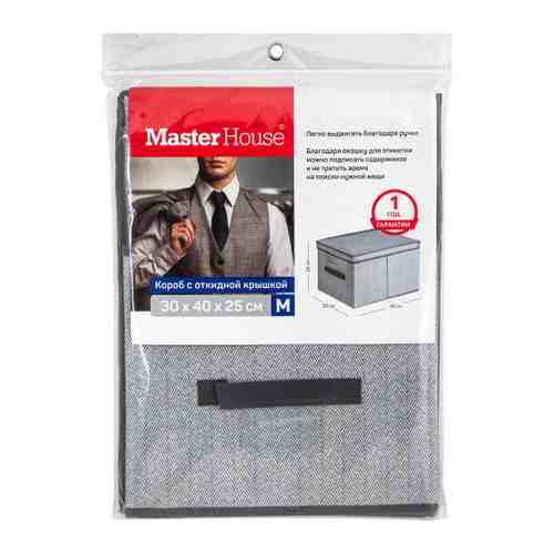 Коробка для хранения Master House складная с крышкой ручкой и прозрачным кармашком 30х40х25 см арт. 3444592