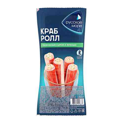 Крабовые палочки Русское море Краб-ролл имитация с сыром и зеленью охлажденные 180 г арт. 3436647