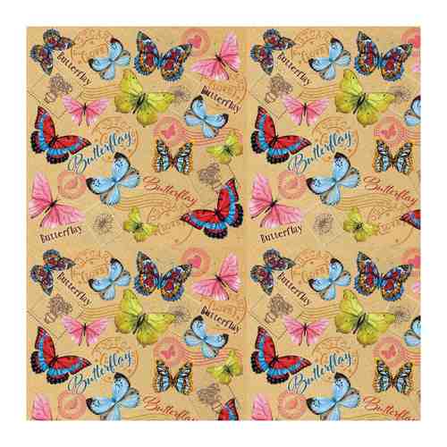 Крафт бумага Magic Pack Тропические бабочки для сувенирной продукции немелованная в листах 1000х700 мм арт. 3422563