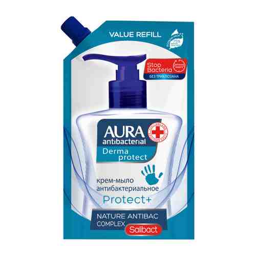 Крем-мыло для рук Aura Derma Protect антибактериальное дой-пак 500 мл арт. 3396555