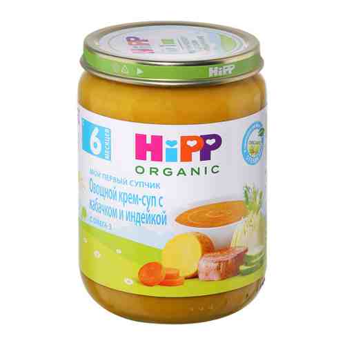 Крем-суп HiPP Органический овощной кабачок индейка с 6 месяцев 190 г арт. 3335628