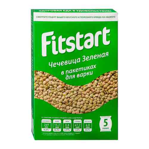 Чечевица Fitstart Зеленая 5 пакетиков по 80 г арт. 3485459