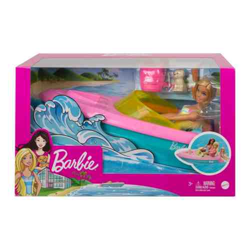 Кукла Mattel Barbie Барби в купальнике с лодкой спасательным жилетом и щенком арт. 3481965