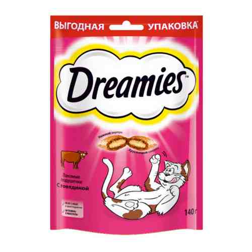 Лакомство Dreamies Подушечки с говядиной для взрослых кошек 140 г арт. 3325382