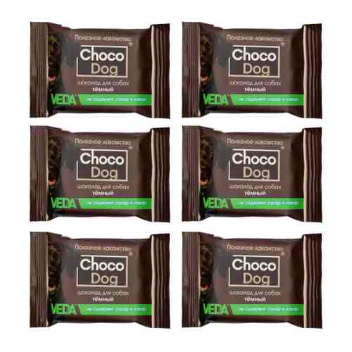 Лакомство Veda Choco Dog шоколад темный для собак 6 штук по 15 г арт. 3496651