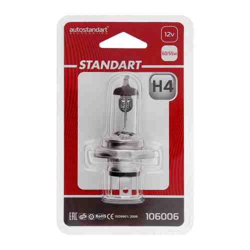 Лампа для авто Autostandart галогенная головного света Standart H4-12V P43t 60/55W арт. 3449145