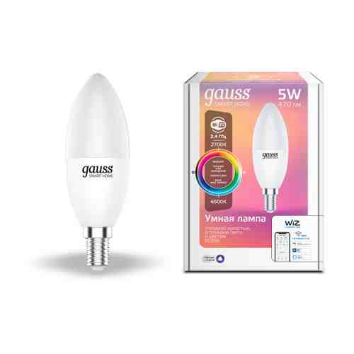 Лампа Gauss Smart Home Led RGBW С37 5W Е14 2700-6500К с диммером арт. 3440206
