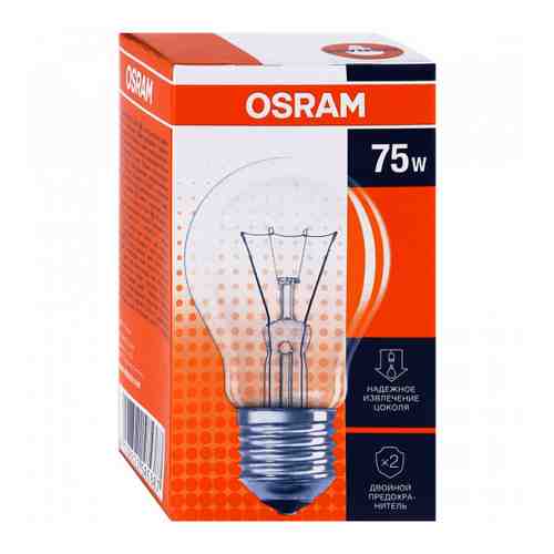 Лампа Osram A55 E27 75W прозрачная арт. 3371955