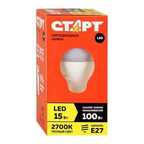 Лампа Старт Eco Led GLS E27 15W 2700K арт. 3384425
