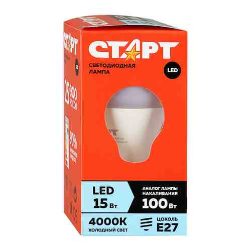 Лампа Старт Eco Led GLS E27 15W 4000K арт. 3384424