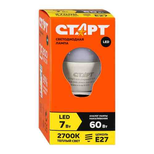 Лампа Старт Eco Led shpere E27 7W 2700K арт. 3384433