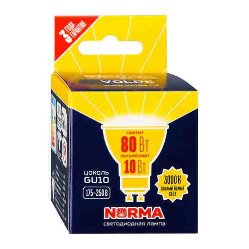 Лампа Volpe Led GU10 10W 3000K арт. 3480946