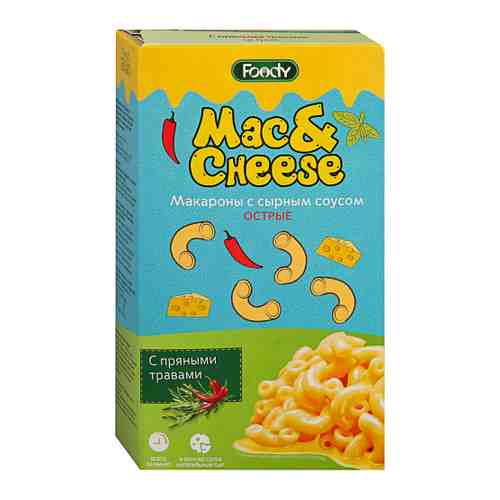 Макаронные изделия Foody Mac&Cheese с сырным соусом и пряными травами острый быстрого приготовления 143 г арт. 3384407