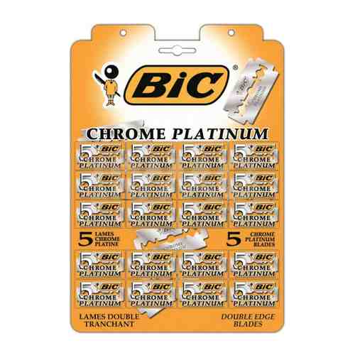 Лезвия для бритья Bic Chrome Platinum двусторонние 20 штук арт. 3516618