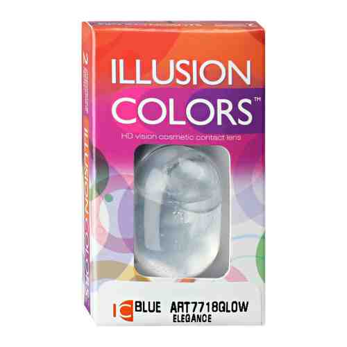 Линзы контактные цветные Illusion Colors Glow Elegance Blue R: =8,6; DIA: = 14,2; D: =0,00 (блистер 2 штуки) арт. 3505878