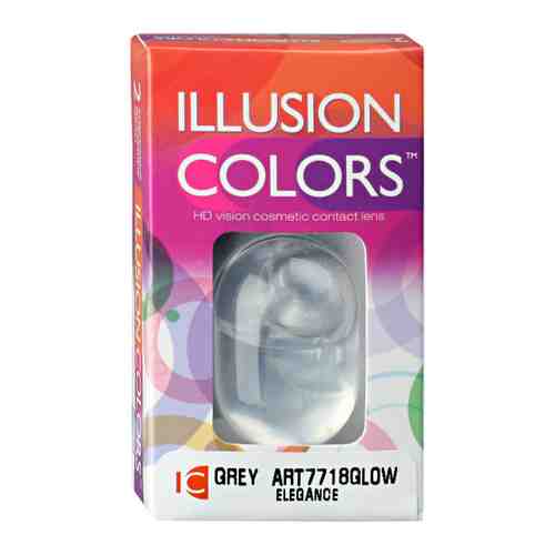 Линзы контактные цветные Illusion Colors Glow Elegance Gray R: =8,6; DIA: = 14,2; D: =0,00 (блистер 2 штуки) арт. 3505913