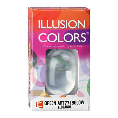 Линзы контактные цветные Illusion Colors Glow Elegance Green R: =8,6; DIA: = 14,2; D: =0,00 (блистер 2 штуки) арт. 3505905