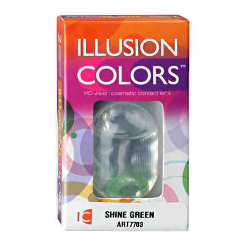 Линзы контактные цветные Illusion Colors Shine Green R: =8,6; DIA: = 14,0; D: =0,00 (блистер 2 штуки) арт. 3505911
