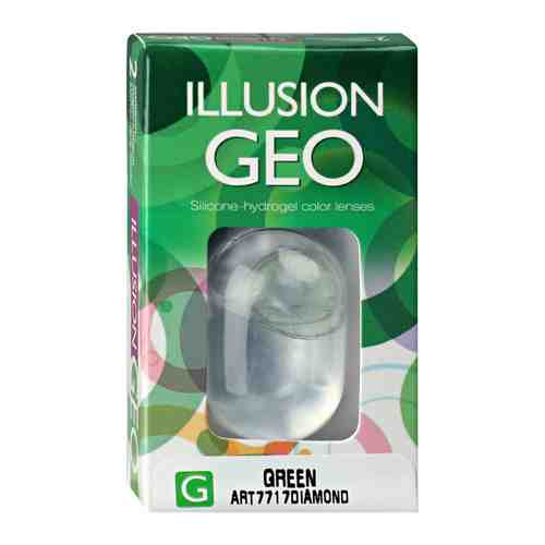 Линзы контактные цветные Illusion Geo Diamond Green R: =8,6; DIA: = 14,2; D: =0,00 (блистер 2 штуки) арт. 3505908