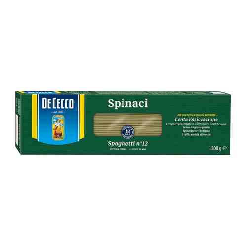 Макаронные изделия De Cecco №12 Спагетти со шпинатом из твердых сортов пшеницы 500 г арт. 3449283