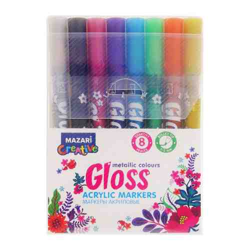 Маркеры-краски Mazari Gloss с эффектом металлик 8 цветов (толщина линии 1.0-2.0 мм) арт. 3488467